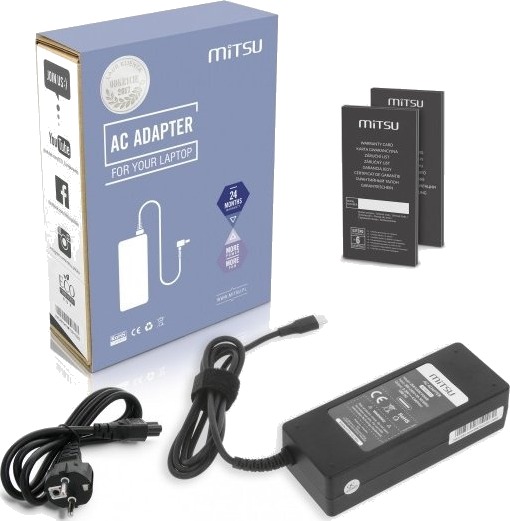Mitsu 90W Usb-C Usb-C 5–20V 3–4.5A Ac-Adapter Svart Til Bærbar Pc