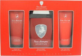 Lamborghini Sportivo Parfyme Gavesett 125ml EDT Spray + 100ml Dusjgel + 100ml Aftershave Balm Lamborghini Sportivo Parfyme Gavesett 125ml EDT Spray + 100ml Dusjgel + 100ml Aftershave Balm