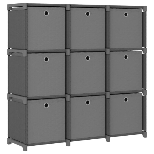 vidaXL Displayhylle med 9 kuber og bokser gr? 103x30x107,5 cm stoff