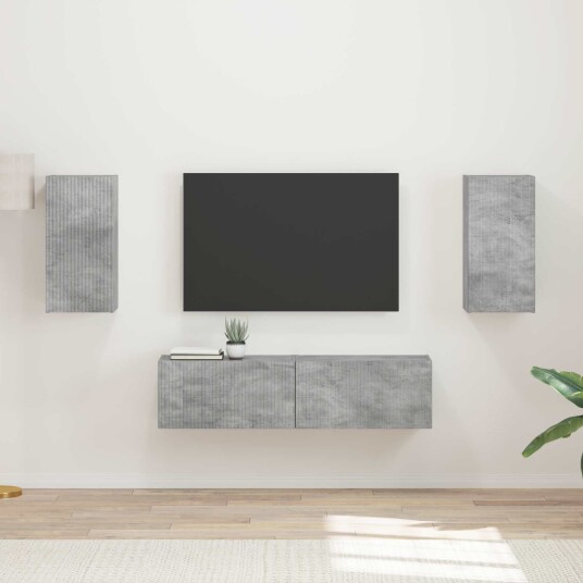 TV benksett 4 pcs Betonggrå Konstruert tre TV benksett 4 pcs Betonggrå Konstruert tre