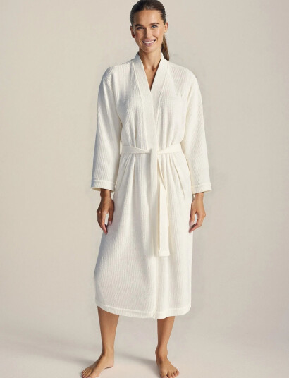 JBS of Denmark Jbs Of Dk Waffel Bathrobe Fsc - White - S