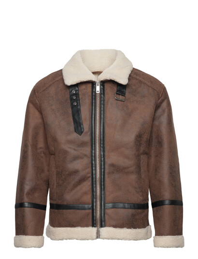 Lindbergh Faux Shearling Jacket - Brown - XXL Lindbergh Faux Shearling Jacket - Brown - XXL