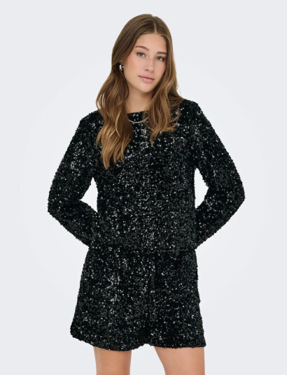 ONLY Onlconfidence L/S Sequin Bow Top Jrs Black XS ONLY Onlconfidence L/S Sequin Bow Top Jrs Black XS
