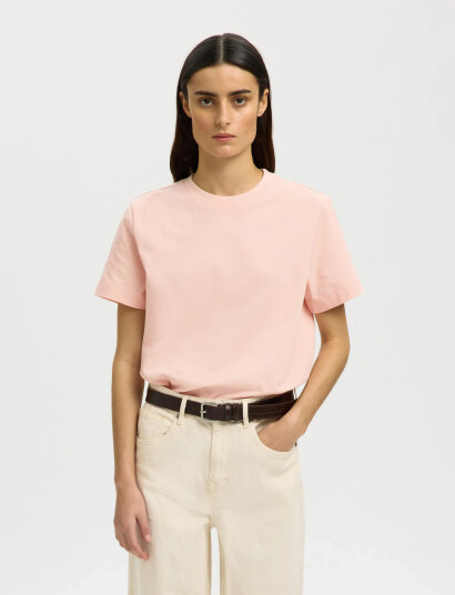 Selected Slfessential Ss Boxy Tee Noos Pink L
