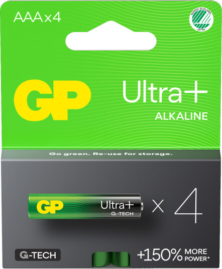 GP Ultra+ Alkalisk batteri AAA - 4pk - 24AUP/LR03 - 1,5V