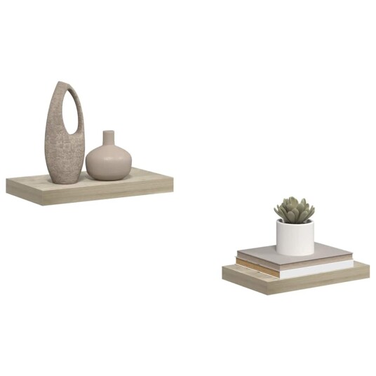 vidaXL Flytende vegghyller 2 stk eik 40x23x3,8 cm MDF