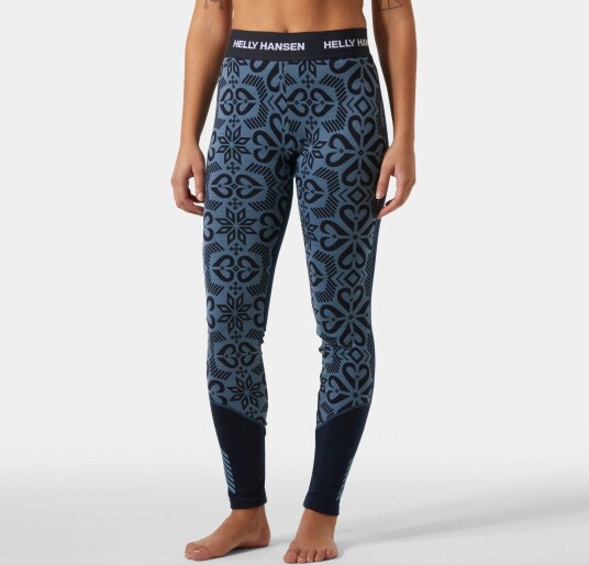 Helly Hansen Dame Lifa Merino Mellomvekt Stilongs Med Mønster Blå XL