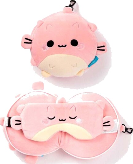 Puckator Relaxeazzz Panda Plush Travel Pillow & Eye Mask - Pink - ONE SIZE