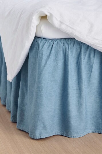 Ellos Home   Sengekappe Denim Frilled 52 cm   Blå