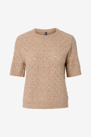 Pieces Genser pcLelou SS O neck Knit Beige