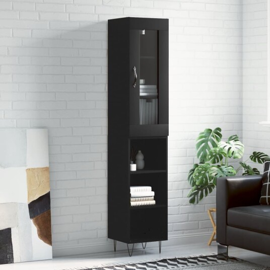 vidaXL Highboard svart 34,5x34x180 cm konstruert tre 8720845488161