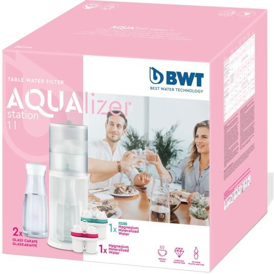 BWT Aqualizer Filtreringskanne Sett - 1 liter (5 deler) Hvit BWT Aqualizer Filtreringskanne Sett - 1 liter (5 deler) Hvit