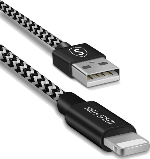 SiGN Skin Lightning-kabel 2.1A, 1,5m - Svart/Hvit