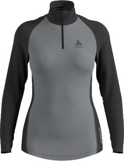 Odlo Women's Tn L/S Halfzip Natural Grey Melange Dark Grey Melange S