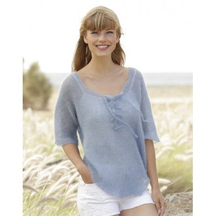 Blue Mist by DROPS Design Genser Strikkeoppskrift str S XXXL
