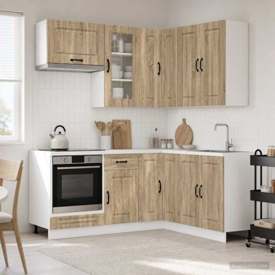 vidaXL Kjøkken enhet KALMAR 8 pcs Sonoma eik Konstruert tre