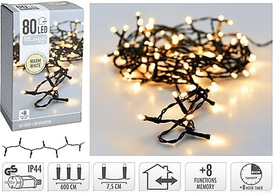 Ki Lyslenke string 80ledlys varmhvit 6m