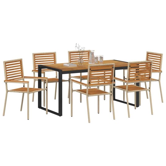  Hage Spisegruppe 7 pcs Beige og Brun polyrotting