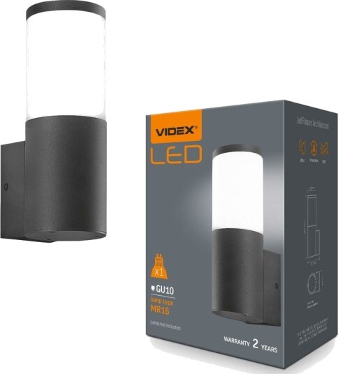Videx GU10 vegglampe til fasade Sort IP54 utendørs aluminium uten lyskilde Videx GU10 vegglampe til fasade Sort IP54 utendørs aluminium uten lyskilde