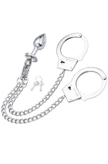 Hand Cuffs With Chain & Anal Plug