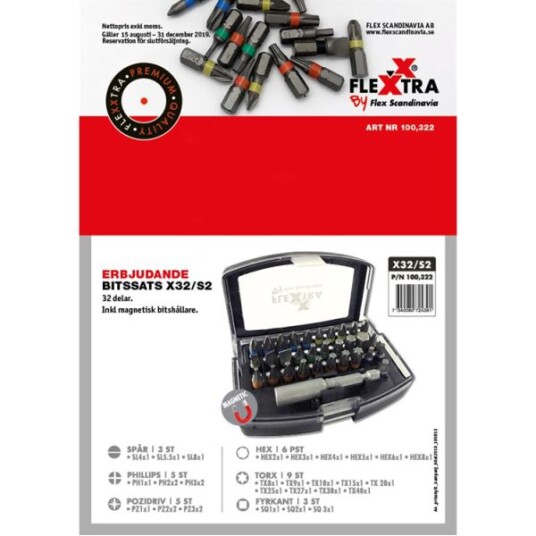 Flexxtra 100322 Bitssett 32 deler Maskintilbehør & forbruk
