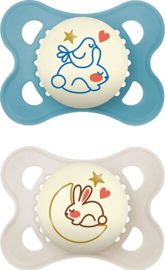 MAM Original Night 0-6m Silk Teat Blue 2pcs