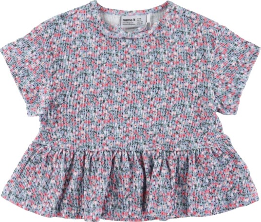 Name It T-skjorte - NmfKatrina - Rib - Dempet Blue - Name It - 6 år (116) - T-skjorte Lyseblå Rosa