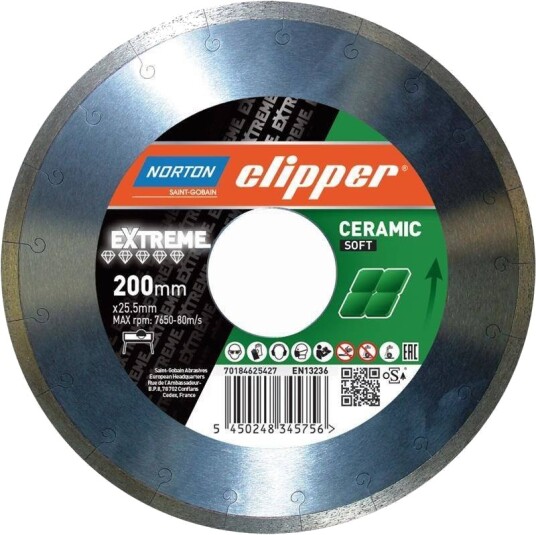 Norton Clipper Extreme Ceramic Soft Diamantblad - 200x25,4mm Norton Clipper Extreme Ceramic Soft Diamantblad - 200x25,4mm