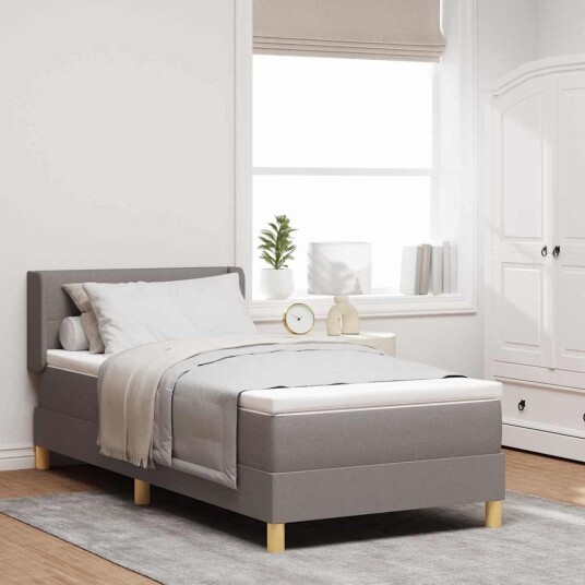 Sengebunnseng med madrass taupe 90x200 cm stoff