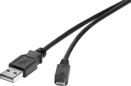 Renkforce Usb 2.0 Kabel [1X Usb 2.0 Type A Hann   1X Usb 2.0 Micro B Hann] 3 M Svart Gullbelagte Kontakter 1574809
