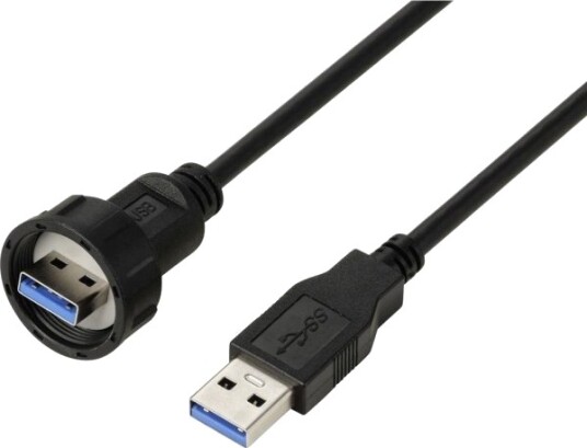 Usb 3.0-Pinne På Pinne, Ip67 (Gjenge), Kabel 0,5 M. Tc-E13t-Mu3-Mwa/Nwa-0.5Pv-S Vanntett Plastkabel Tc-13543560 Tru Components Innhold: 1 Stk