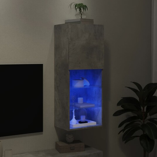 vidaXL TV-benk med LED-lys betonggrå 40,5x30x102 cm 8721012256446