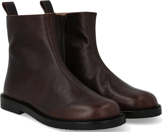 ANGULUS Booties Flat With Zipper Brown 35