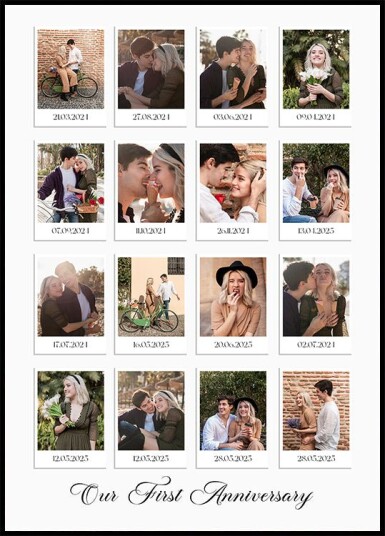 Anniversary Memories Romantic Photo Collage Plakat Plakat / 21x30cm