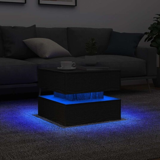 Salongbord med LED lys svart eik 50x50x40 cm Salongbord med LED lys svart eik 50x50x40 cm