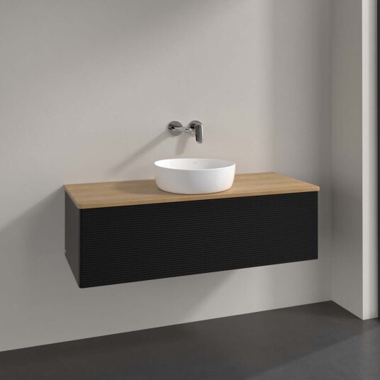 Villeroy & Boch  Antao Servantskap med 1 skuff 120x50x36 cm u/lys Sort Matt/Eik