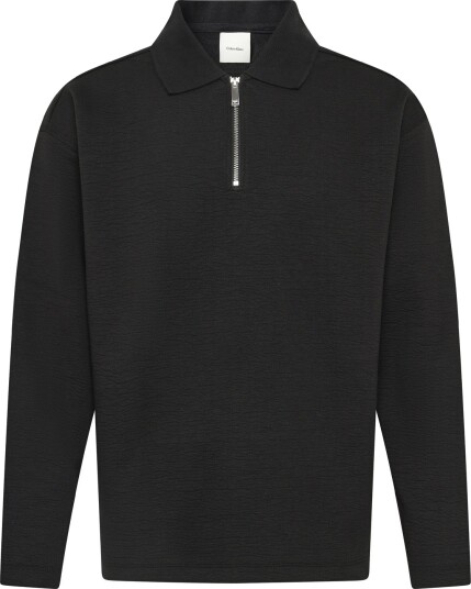 Calvin Klein Ls Crinkle Crepe Spacer Qtr Zip Black M