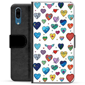 Huawei P20 Premium Lommebok-deksel Hjerter