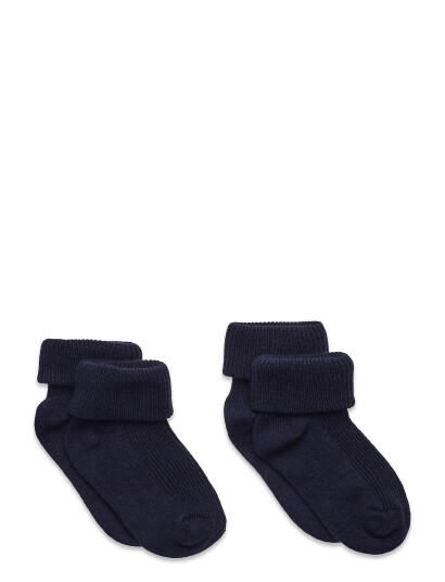 Minymo Baby Rib Sock W. Fold (2-Pack) Black 19-22 Minymo Baby Rib Sock W. Fold (2-Pack) Black 19-22