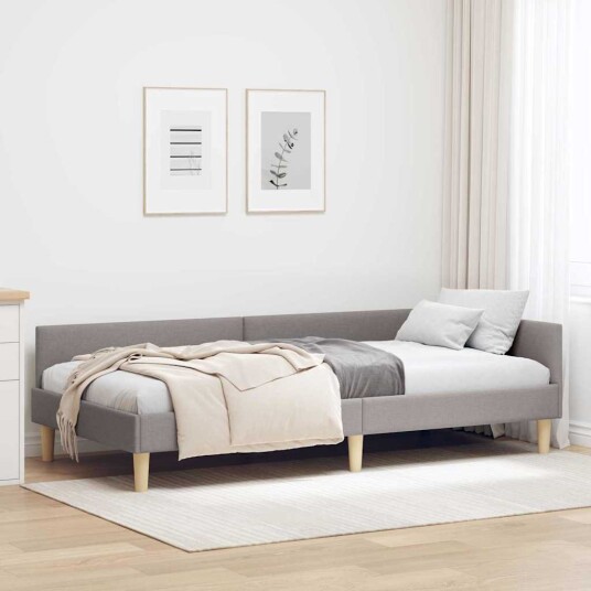 Hjørnesengramme Gråbrun 100 x 200 cm Stoff og Konstruert tre Hjørnesengramme Gråbrun 100 x 200 cm Stoff og Konstruert tre