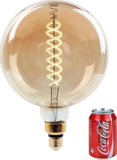 E27 8W dimbar LED kjempe globepære Ø20 cm Kultråd ekstra varm hvit 2000K Dimbar : Dimbar Kulør : Ekstra varm