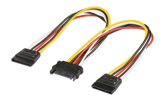Pro SATA Strømsplitter 2x 20cm Svart/Gul/Hvit/Rød Pro SATA Strømsplitter 2x 20cm Svart/Gul/Hvit/Rød