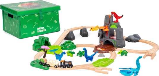 BRIO World Deluxe Dinosaur togbane med vulkan 36104 lyd, lys og vanndamp BRIO World Deluxe Dinosaur togbane med vulkan 36104 lyd, lys og vanndamp