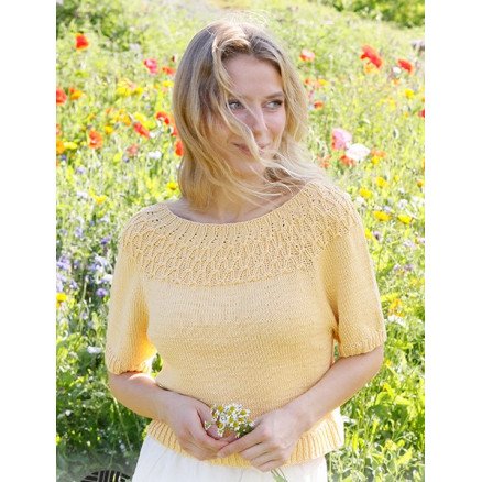 Sunny Song by DROPS Design Topp Strikkeoppskrift str S XXXL