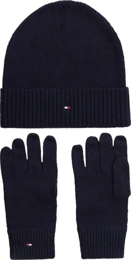 Tommy Hilfiger Th Flag Beanie And Gloves - SPACE BLUE - One Size