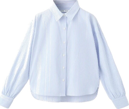 Mango Cotton Shirt With A Shirt Collar Blue 7