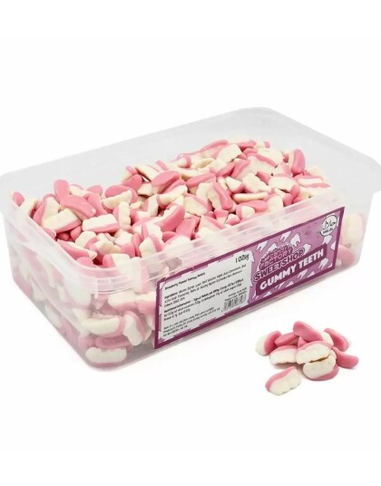 600 stk Sweetshop Gummy Teeth Boks med Skum Tenner 1,02 kg 600 stk Sweetshop Gummy Teeth Boks med Skum Tenner 1,02 kg