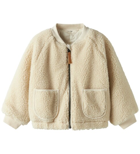 Lil" Atelier Bomber Jakke Teddy NmnLajo Turtledue/Swan Lil Atelier 5 år 110 Fleecejakke Hvit