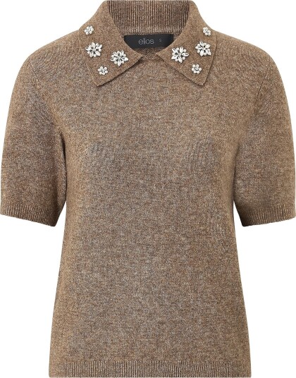 Ellos Collection Pullover med dekorativ krage Brun