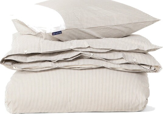 Lexington   Sengesett 200x220 cm bomullspercale stripet olive/white